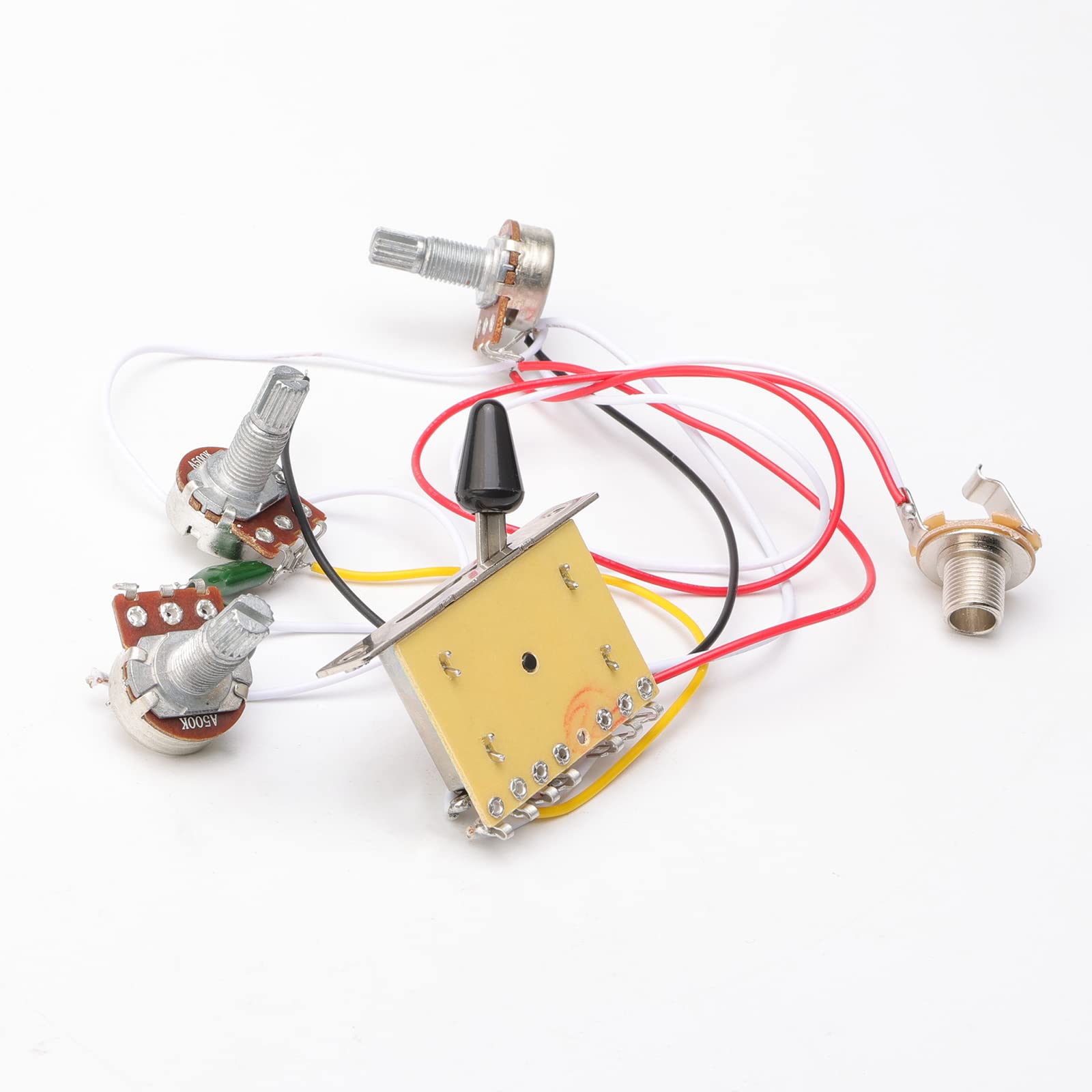 Electric Guitar Prewired Wiring Harness 5 Way Switch B500k A500k Pots 2 Tone Control Knobs with Jack